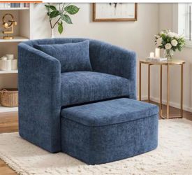 Barrel accent char with matching ottoman
