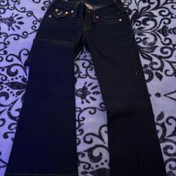 True Religion Joey Flare Jeans Size 24 Dark Wash Made in USA Y2K Bootcut