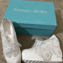 White Wedge Wedding Shoes/heels