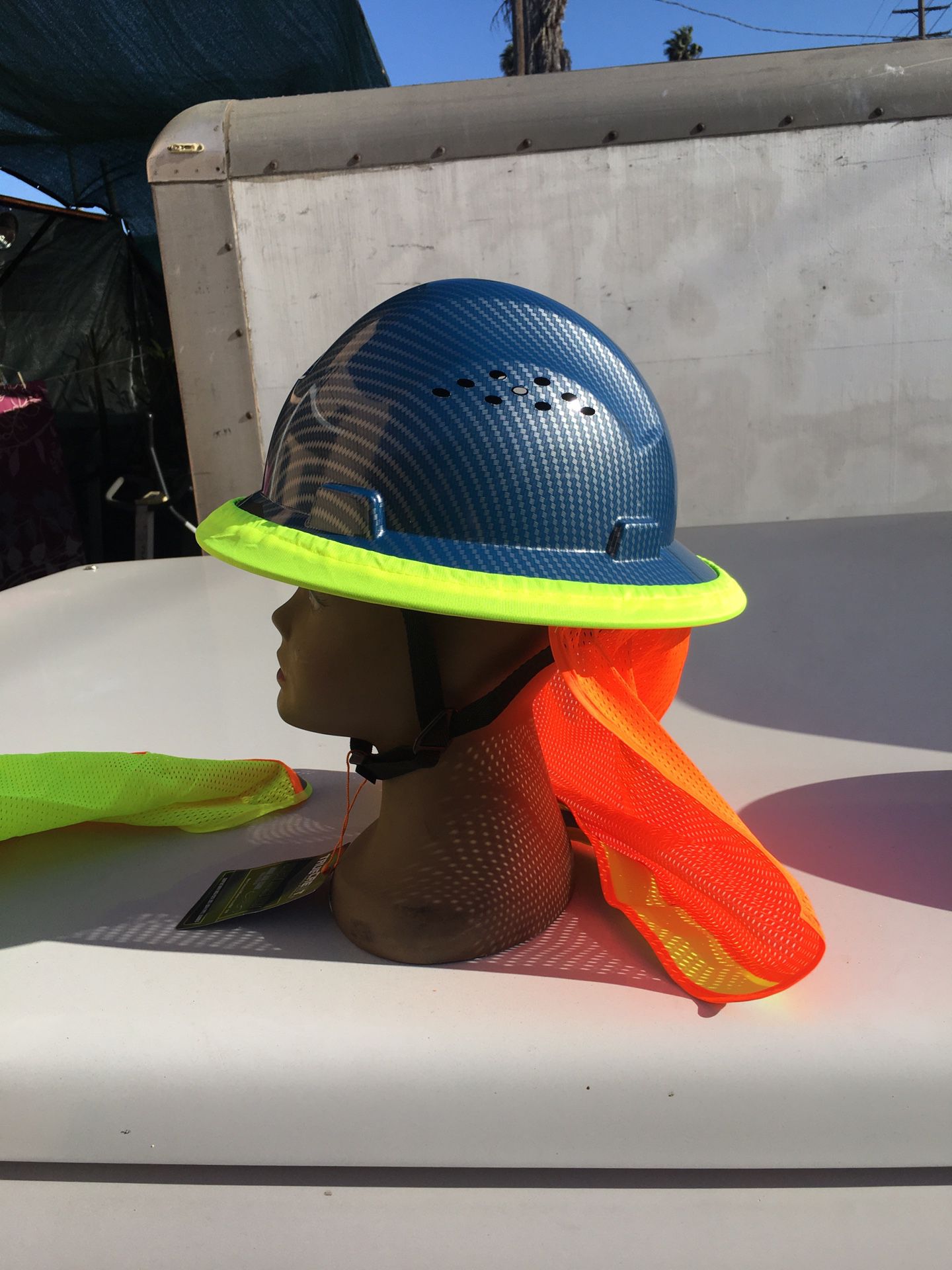 Fiberglass Safety Hard Hat With Neck Shield Bundle