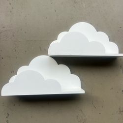 Used White Floating Decorative Hanging Cloud Shelves Nursery Room
