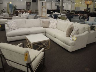 Sklar Peppler Hamilton 3 Piece Sectional - Ivory | L-Shaped Couch | Corner Couch