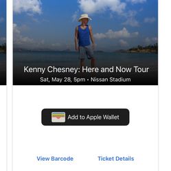 2 Kenny Chesney SandBar tickets For Tonight Show