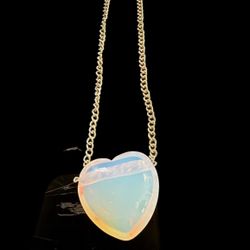 Genuine Opal its Pendant Puffy Heart Shape w silver bale W/Chain 
