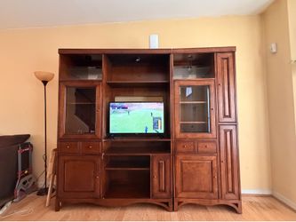 Solid Wood Entertainment Center / Wall Unit – Excellent Condition