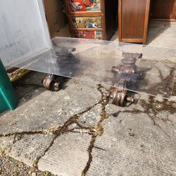 Antique Baroque Architectural Remnants as Coffee Table Legs With Glass Top