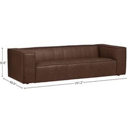 Rivet Thomas Genuine Leather Modern Sofa Couch, Chestnut