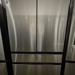 Samsung bespoke 23 cu. ft. 4-Door French Door Counter Depth Smart Refrigerator with Beverage Center.