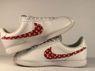 Custom Supreme LV Monogram Nike Cortez Leather White/Grey