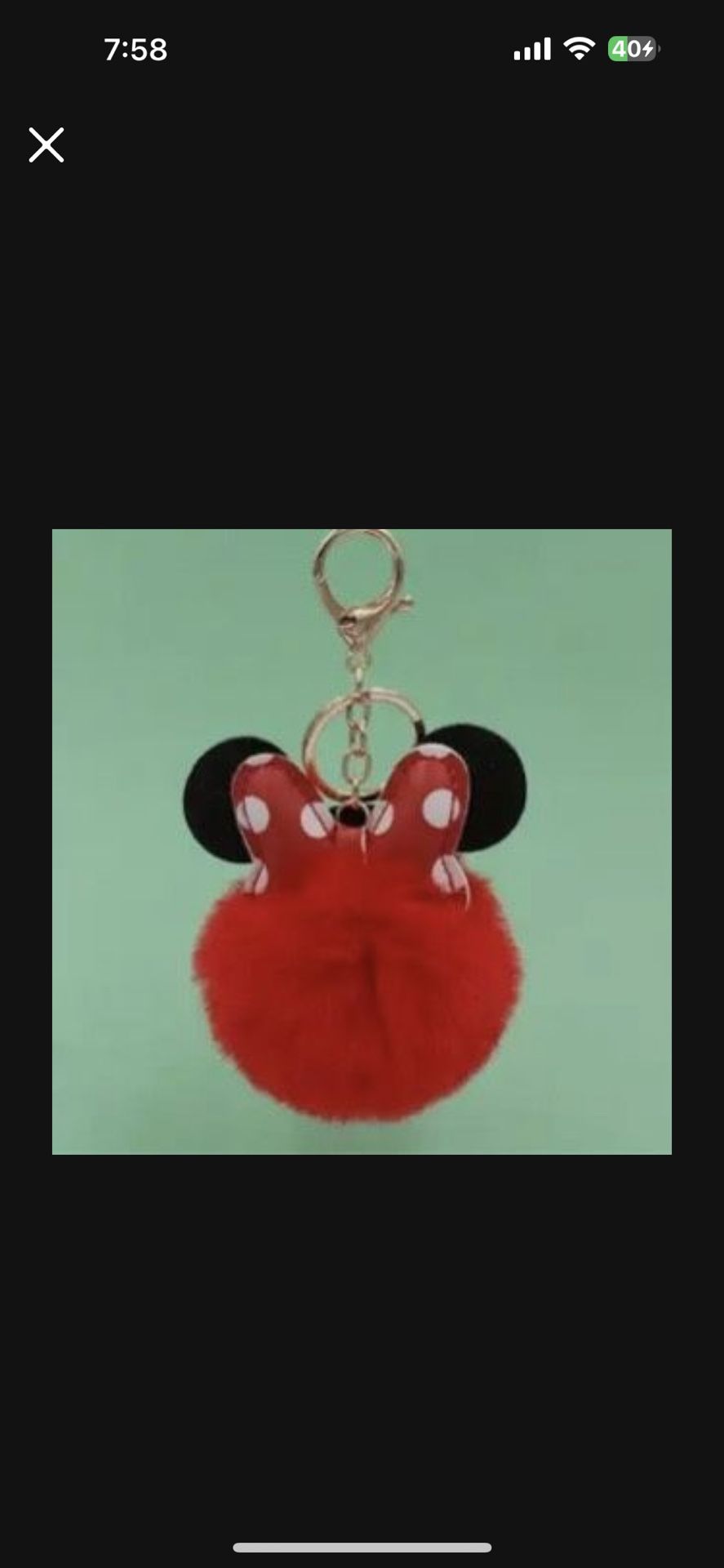 Micky Cartoon Bow Pom Pom Keychain with Mouse Ears And Polka Dots, Fluffy Pom Pom Keychain for Handbags, Backpacks, Wristband Charms