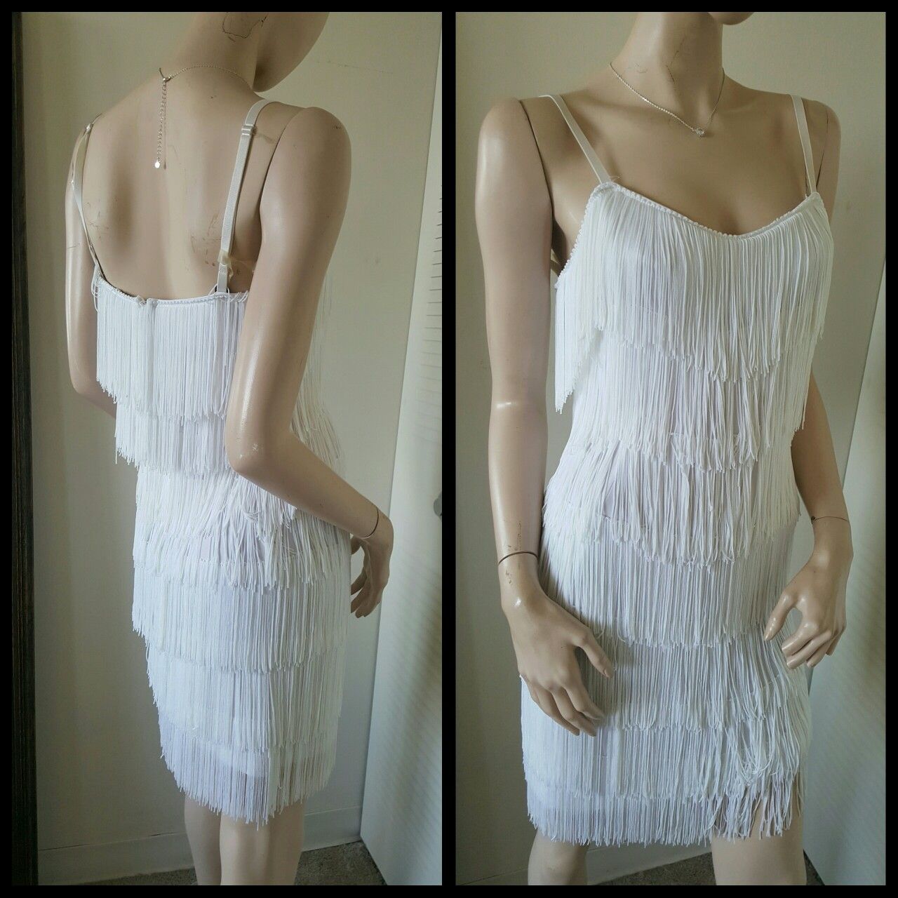 White Fringes Fringed Salsa dress size Small S