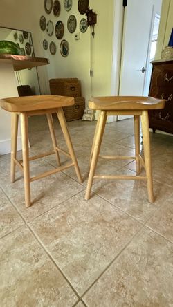 Set of 2 Solid Wood Counter Stools – 24” Seat Height | Great Condition