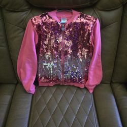 Pink Sequin Jacket With Zipper Size 7