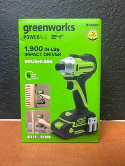 Greenworks Pro ID3200 24V Impact Driver 1,900 In-Lb Torque 2.0Ah