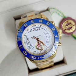 Brand New Top Designer 44mm Gold Automatic Movement Waterproof Watch 