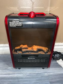 Comfort Zone CZFP1 Portable Electric Fireplace Heater, 2-Heat 120V Red/Black