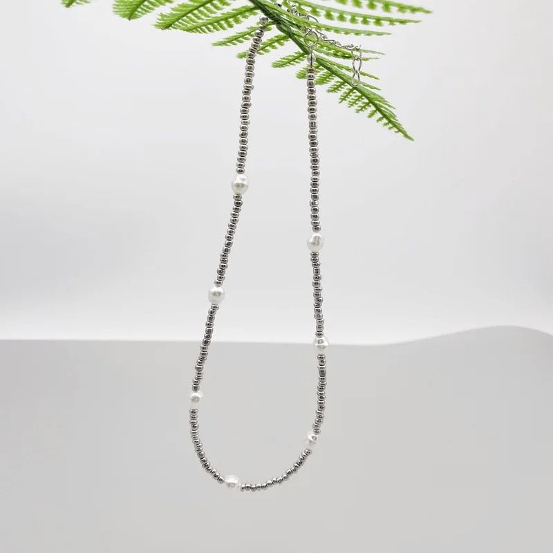 Silver Beads Pearl Women Necklace Fashion New Korean Sweet Female Neck