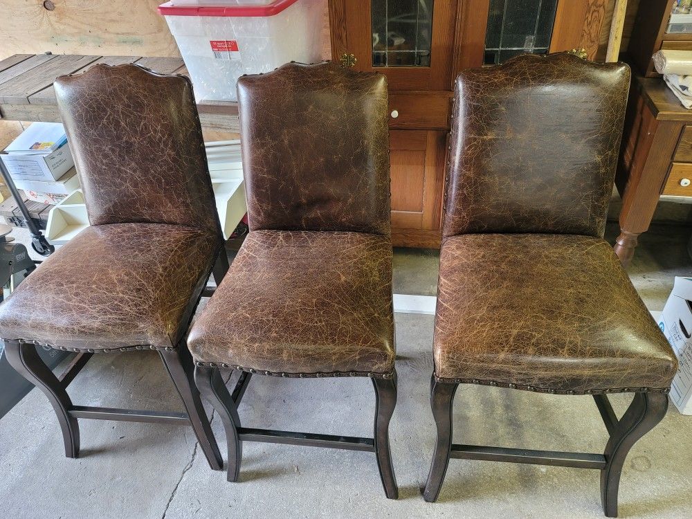 Pottery Barn Calais Counter Height Leather Stools