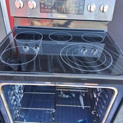 Deal of the day Samsung flat top double oven to convection fans, 2 lights, 2 different temperatures, large capacity stainless steel, easy, baked in ru