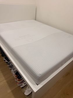 IKEA White queen bed frame & matress