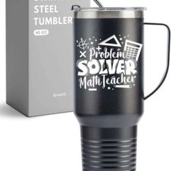 New.Stainless Steel 40 Oz. Problem Solver Math Teacher Hot Or Cold Drink Tumbler
