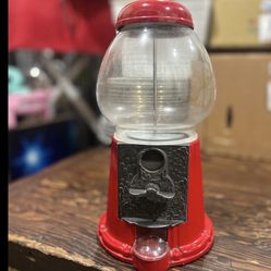 Vintage  1985 11" Tall Carousel Gumball Red Machine Glass