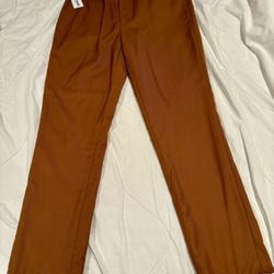 Brown Men's Classic Fit Dress Pants Flat Front Straight NWT 30W 28L