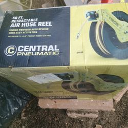 BRAND NEW NEVER OPENED Central Pneumatic 50 Ft. Retractable Air hose And Reel