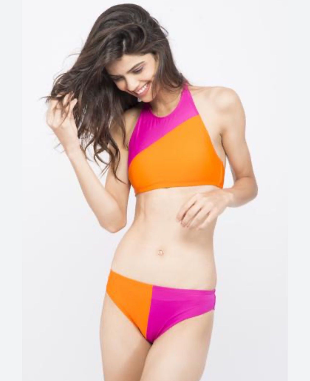 Colorblock High neck Bikini