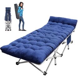 Camping Cot Cots for Sleeping with Mattress Cots for Camping for Adults with Camfortable Pad Heavy Duty Camping Bed with Carry Bag Folding Cot for Hik