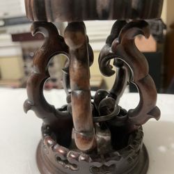 Carved 6 inch tall wood stand