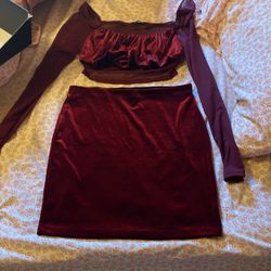 Fashion Nova Velvet Red Outfit 