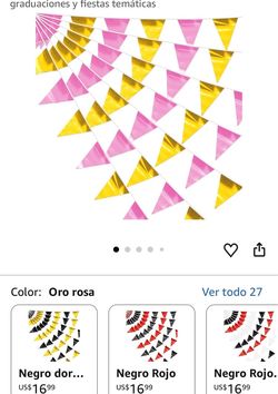 Pink and Gold Metallic Triangle Pennant Banner
