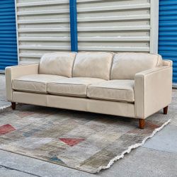 Cream Beige Italian Leather Sofa from Stone Creek Classic