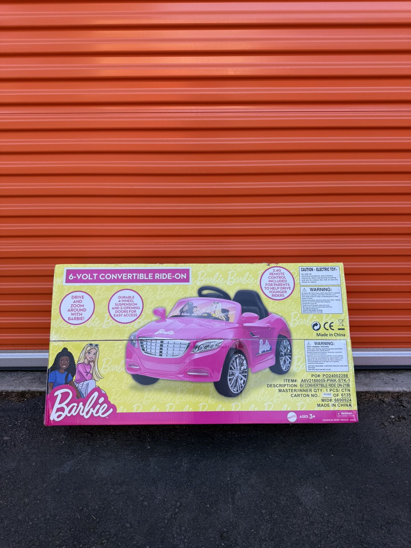 6V Barbie Convertible Ride on Car
