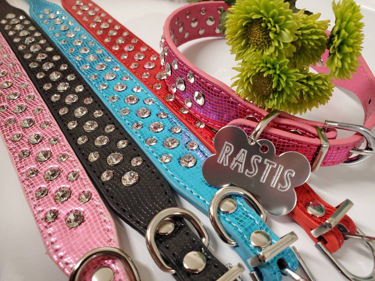Rhinestone Dog/ Cat Collars! Includes Engraved Tag!