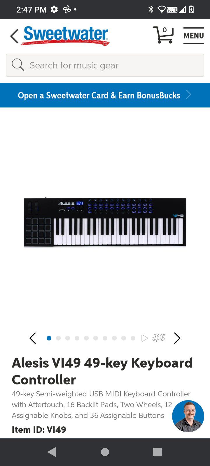  the Alesis Store
4.6 4.6 out of 5 stars 6,252
Alesis V49 - 49 Key USB MIDI Keyboard Controller with 8 Backlit Pads, 4 Assignable Knobs and Buttons, P