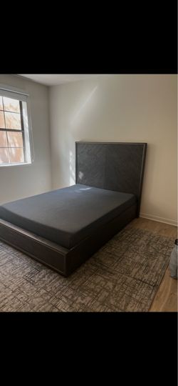 Queen Dark Wood Chevron Bed Frame