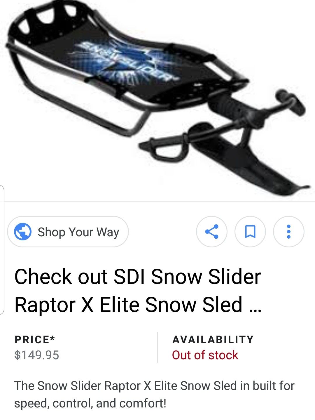 Raptor x elite snowslider tobaggon sled used 2x if that its just sitting in the garage