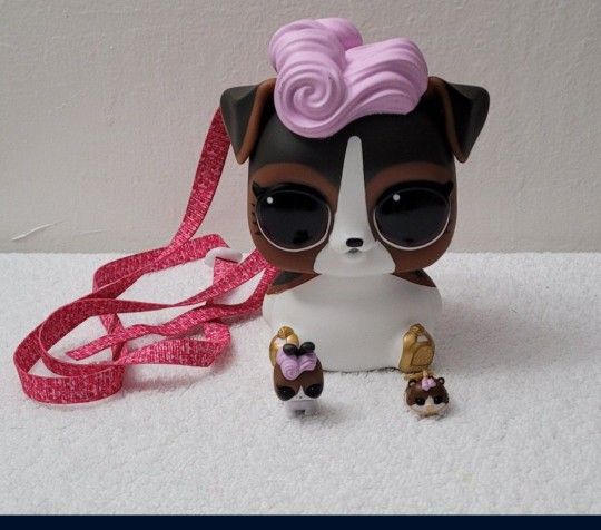LOL Surprise Big Pet With 2 pet babies. DJ K.9 Dog. Piggy Bank/ Girl Backpack. Portable. Toy for Kids/Children. Gently Used.