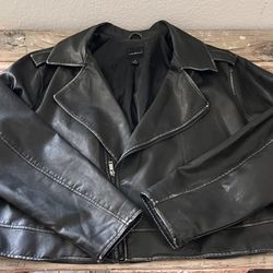 Vintage Look Leather Jacket, Size 22!
