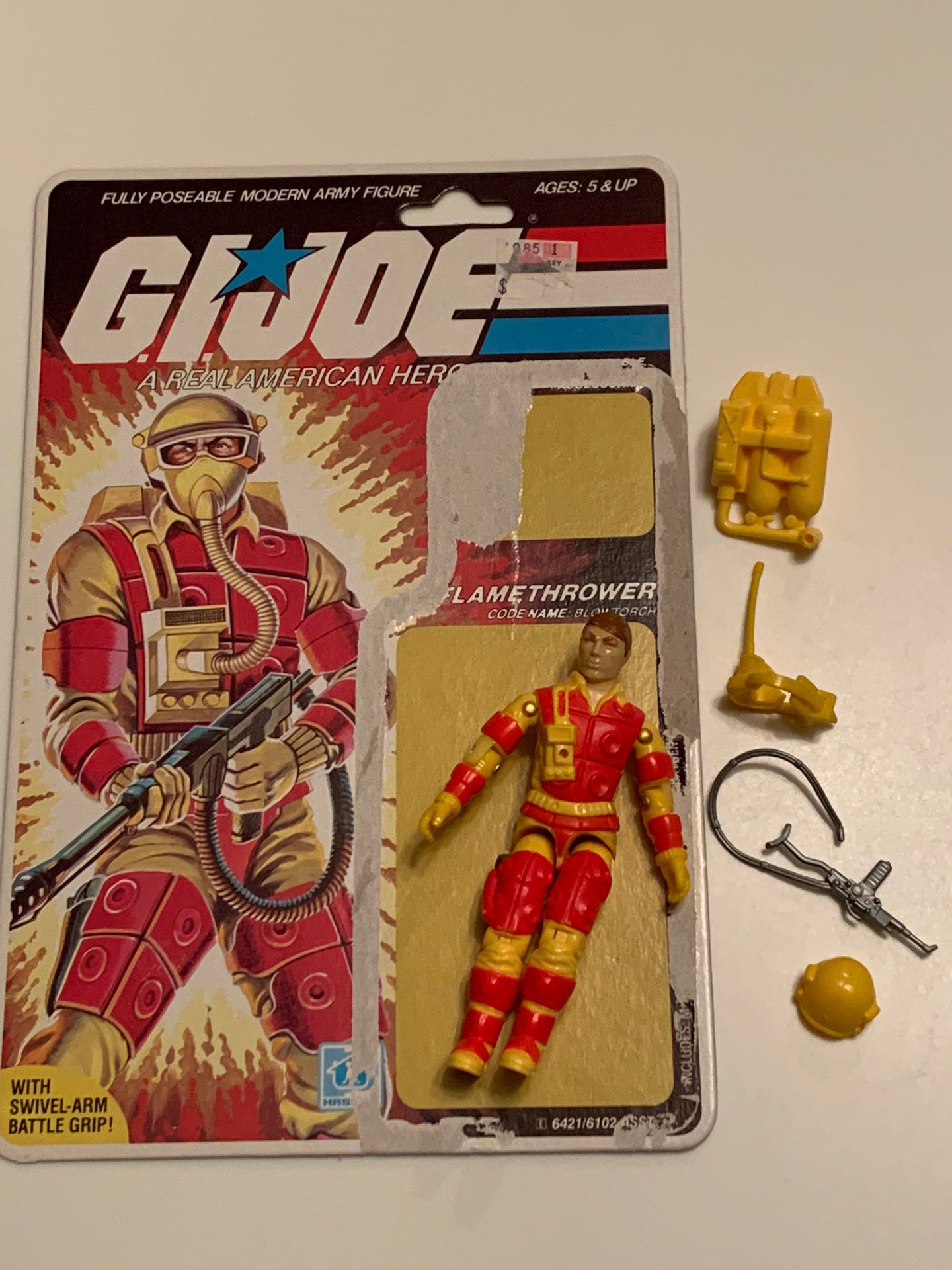 G I JOE FLAMETHROWER (BLOWTORCH) 4” Action Figure 1984