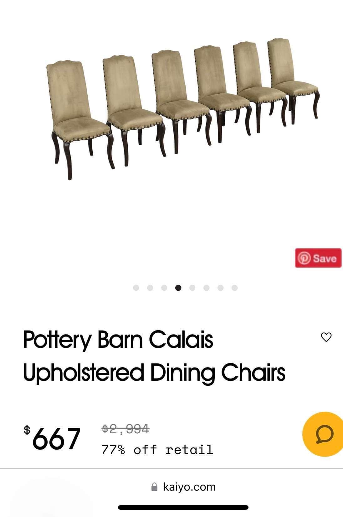 Pottery Barn Calais Upholstered Dining Chairs