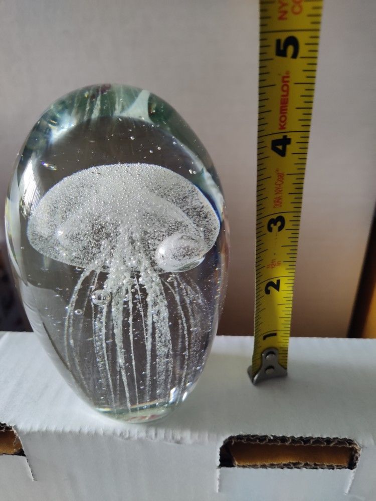 Glass Jellyfish Paper Weight 