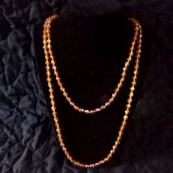 Vintage Golden Iridescent Crystal Cut Necklace