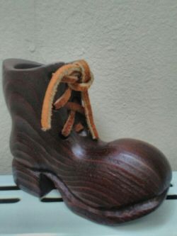 Hand Carved Wooden Boot.