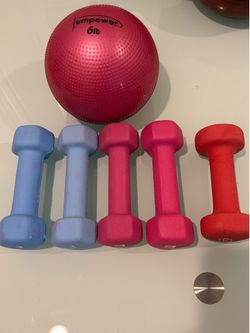 3 lb Weights Dumbells  (2 sets plus Extra 3 lb weight) PLUS Empower Body Exercise Ball Actual Weight 5.8ibs