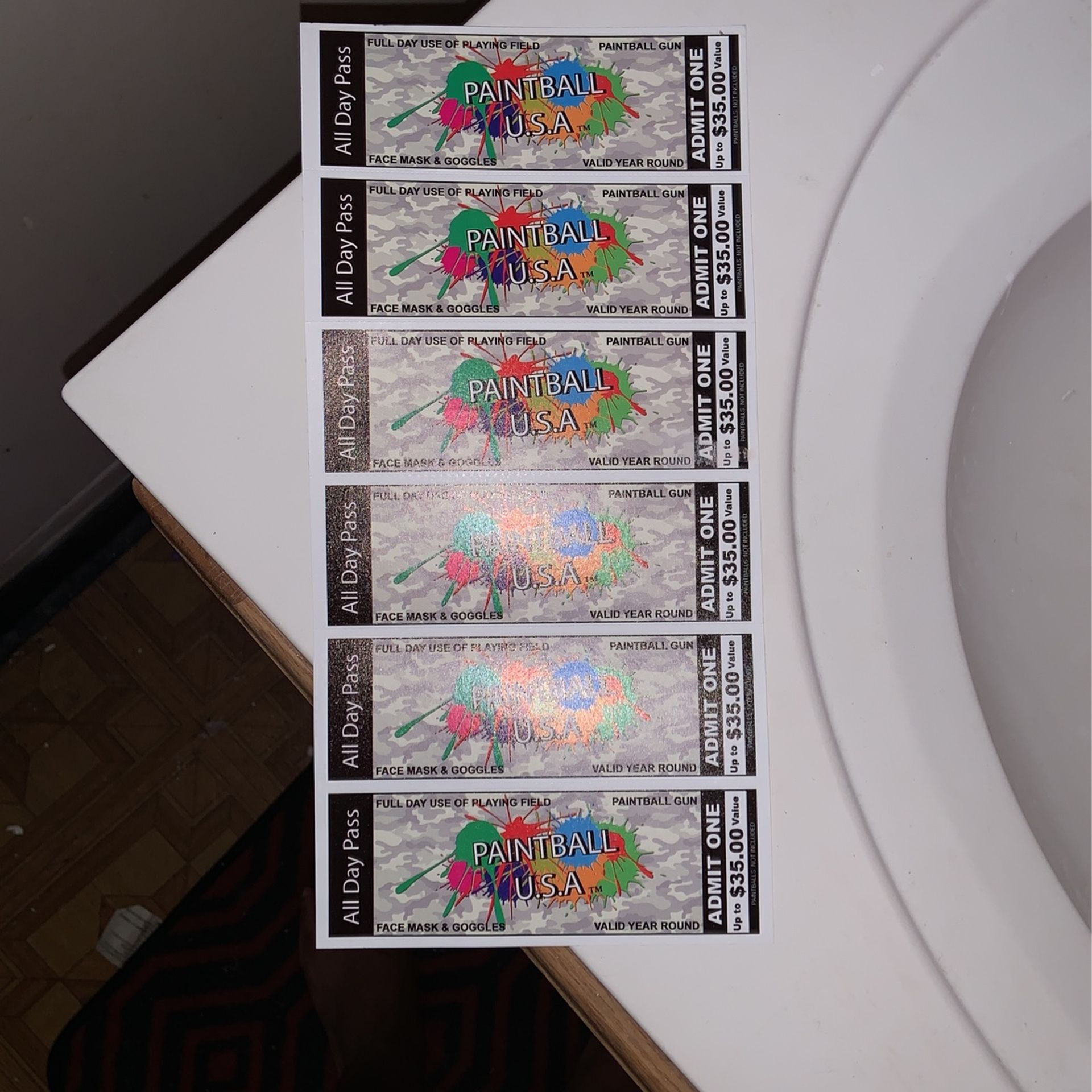 6 Paintball Tickets 50$