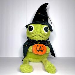 Viral TikTok Moonlight Manor Frog Wizard Holding a Pumpkin Plush