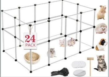 Viscoo 24 Panels Portable Small Animals Playpen,48"x 24"x 28" Transparent Pet Playpen.